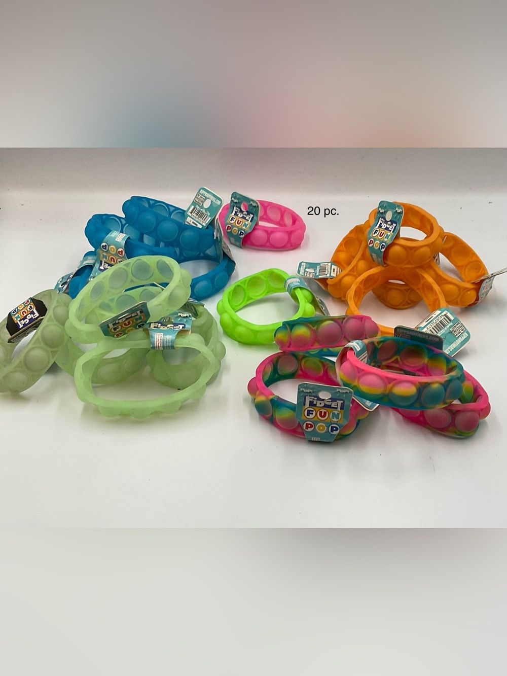 20pc Silicone Bracelet - Multicolor and Neon Options